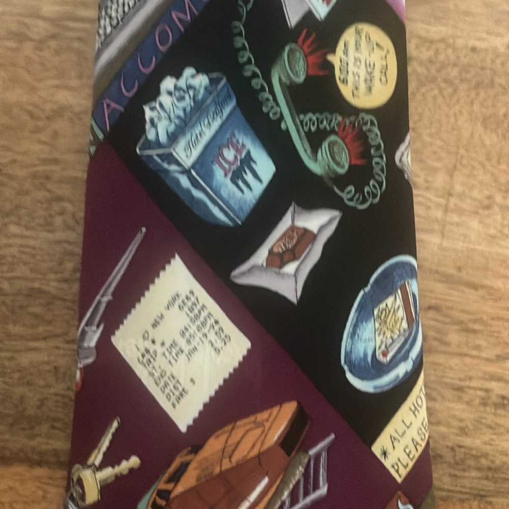 Nostalgic 1994 Nicole Miller Silk Tie In-Flight Necessities 90s Travel - Picture 9 of 13